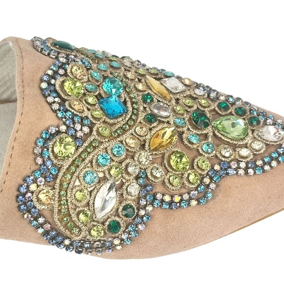 Jeffrey Campbell For Anthropologie Olden Flats Gem Embellished Suede Shoe 5.5M - Picture 9 of 11